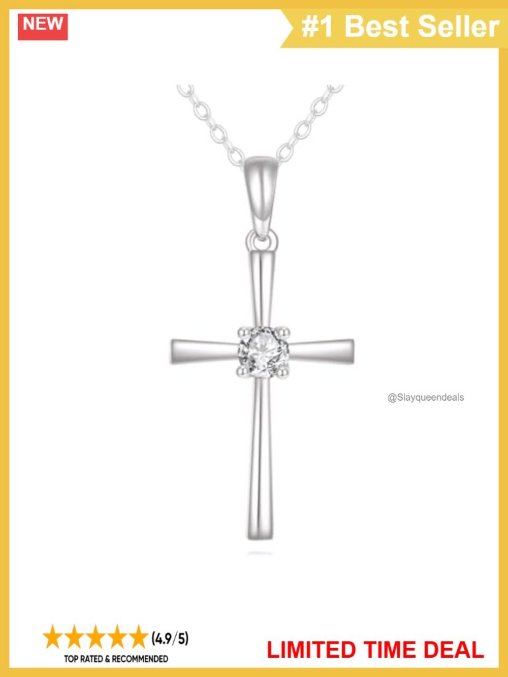 14k Gold Lab Grown Diamond Cross Necklace 16-18 Inches Gift